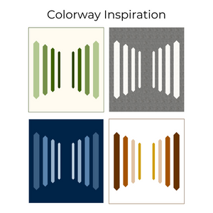 Colorway Design Inspiration for the Pineknot Quilt - a modern quilt pattern with gradient vertical stripes