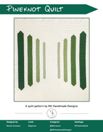 Load image into Gallery viewer, Cover image of the Pineknot quilt - a modern wuilt with a gradient of green vertical stripes
